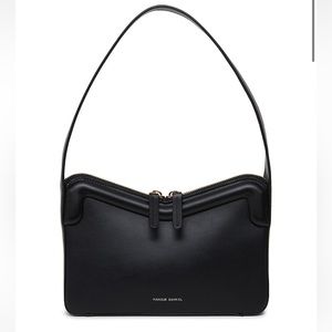 Mansur Gavriel Black Leather Curved Zip Shoulder Bag